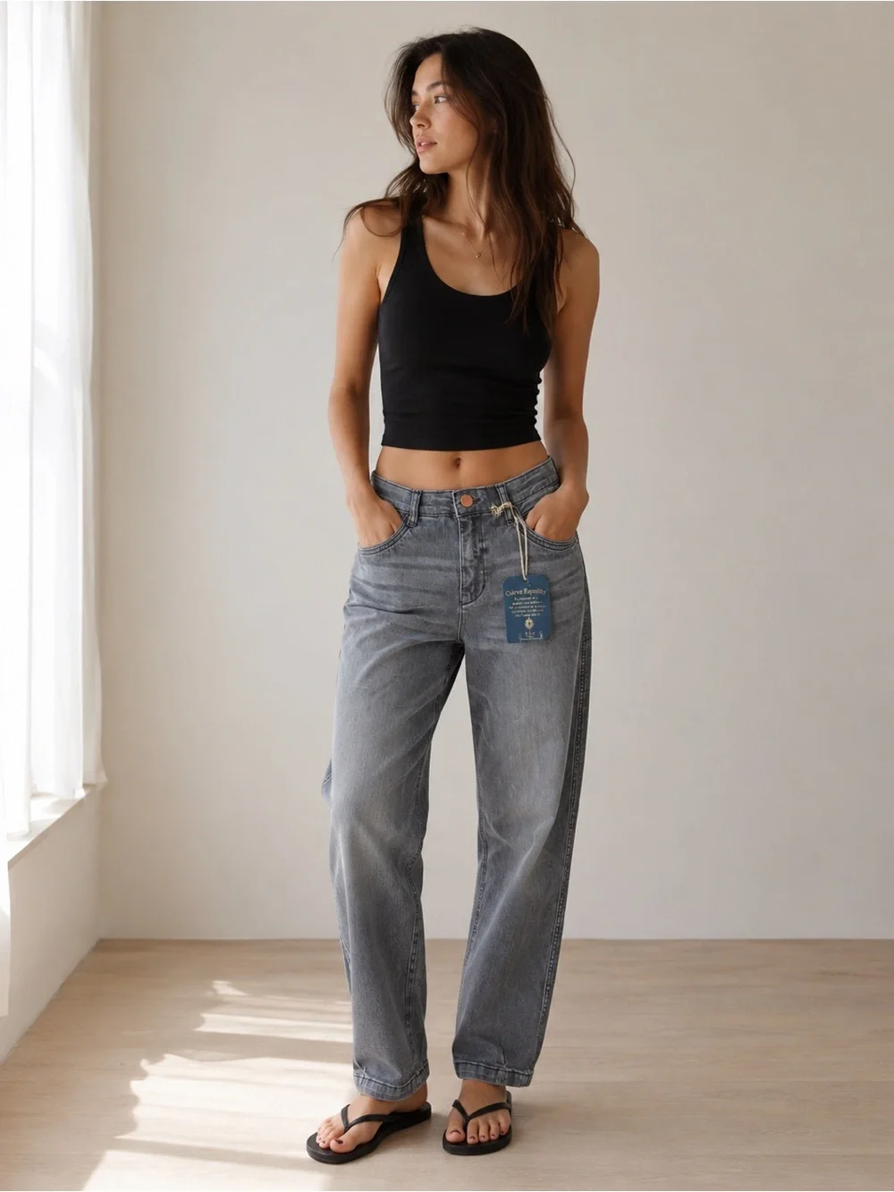 Democracy Classic High-Rise Straight Jeans‎ - Washed Gray